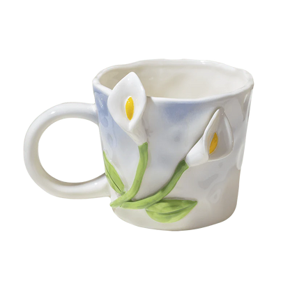 Embossed Floral Coffee Mugs Blackbrdstore