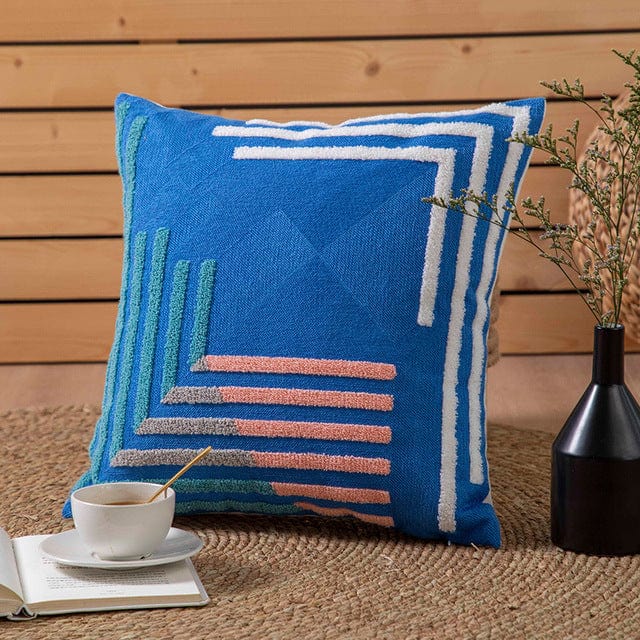 Embroidered Geometric Cushion Cover Blackbrdstore