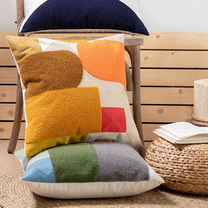 Embroidered Geometric Cushion Cover Blackbrdstore
