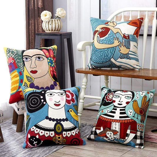 Embroidery Art Pillow Cover Blackbrdstore