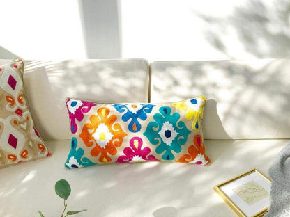 Embroidery Colorful Floral Pillow Cover Blackbrdstore