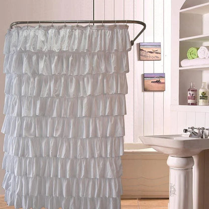 Emilia Ruffled Semi Sheer Shower Curtain Blackbrdstore