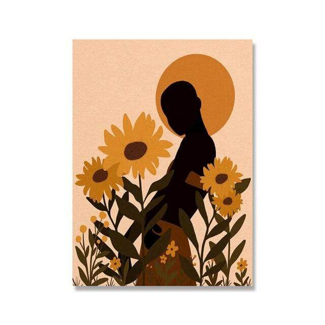 Empowerment Africa Sunflower Female Wall Art Canvas Blackbrdstore