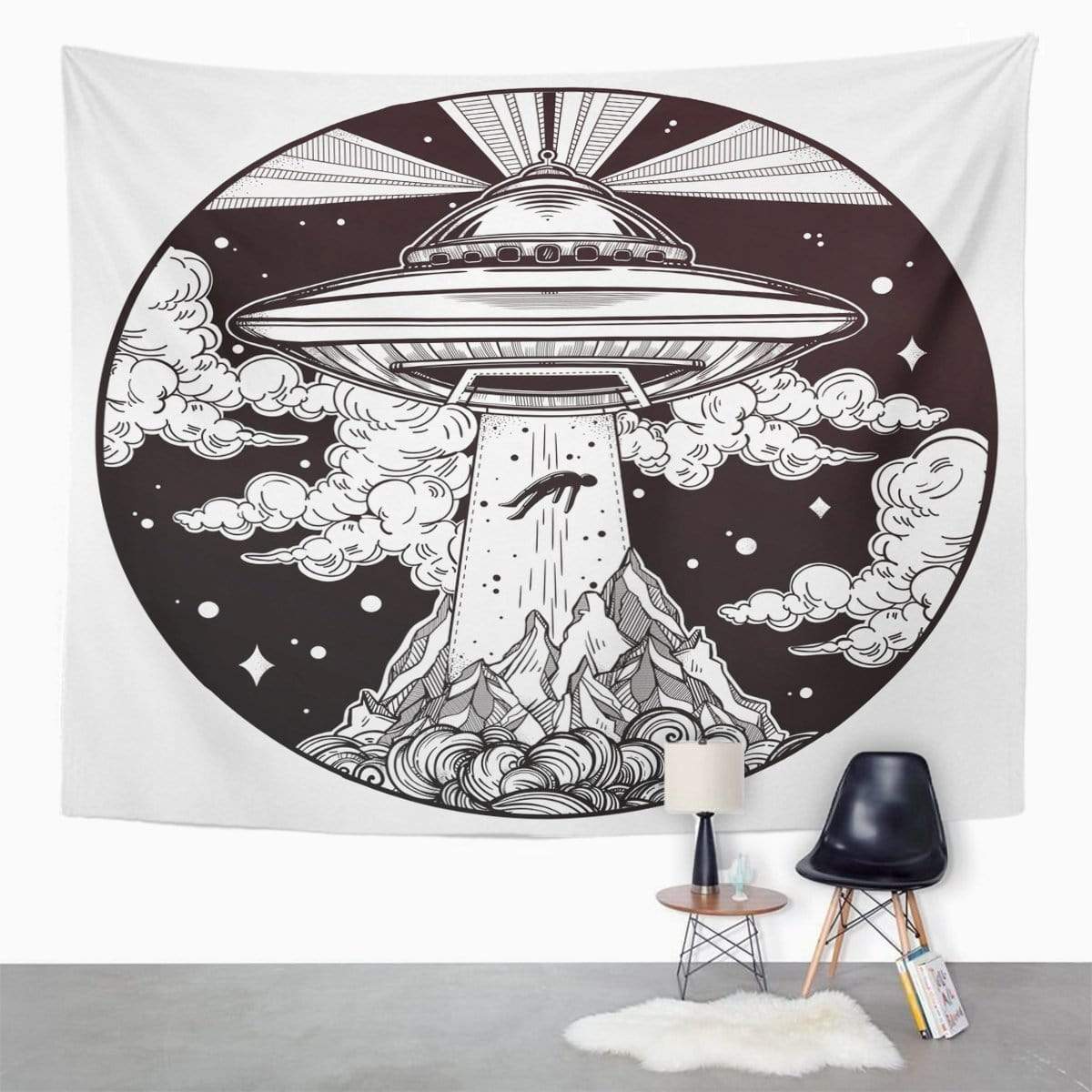 Extraterrestrial Spaceship Tapestry Blackbrdstore