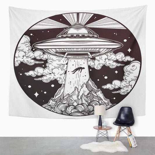 Extraterrestrial Spaceship Tapestry Blackbrdstore