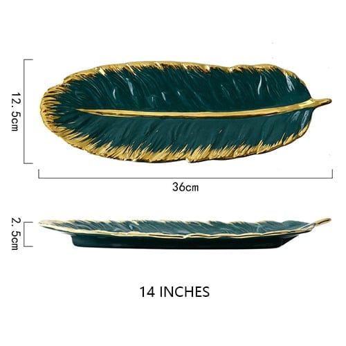 Feather Ceramic Plate Blackbrdstore