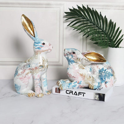 Floral Easter Rabbit Figurine Blackbrdstore