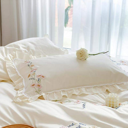 Floral Embroidery Egyptian Cotton Bedding Set Blackbrdstore