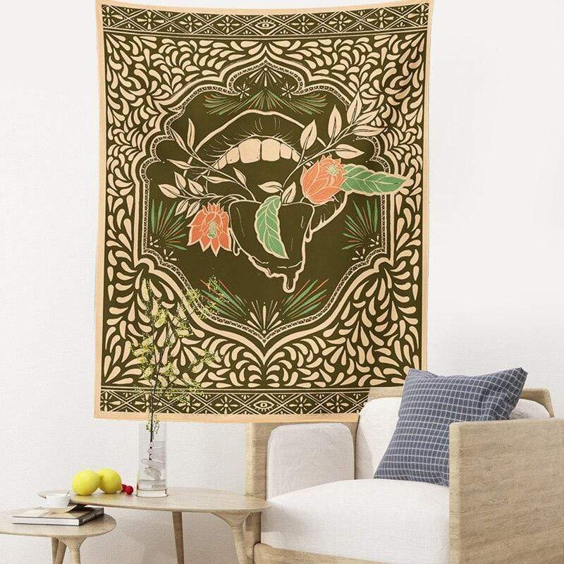 Floral Mouth Tapestry Blackbrdstore