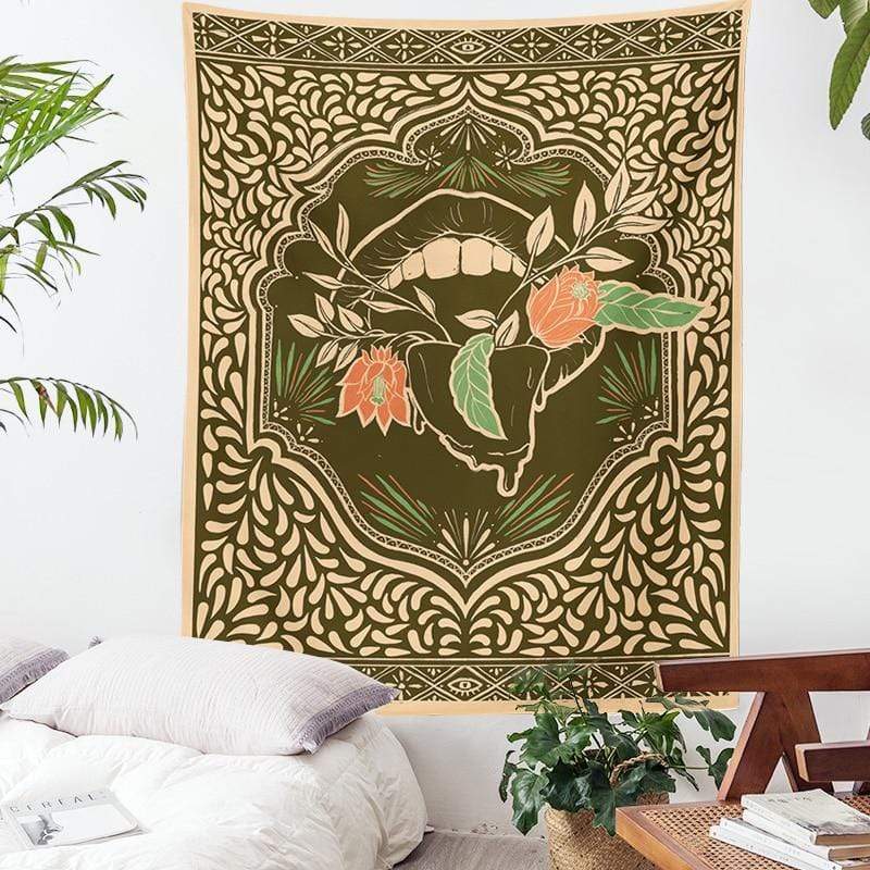 Floral Mouth Tapestry Blackbrdstore