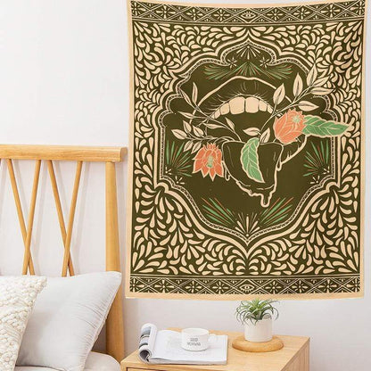 Floral Mouth Tapestry Blackbrdstore