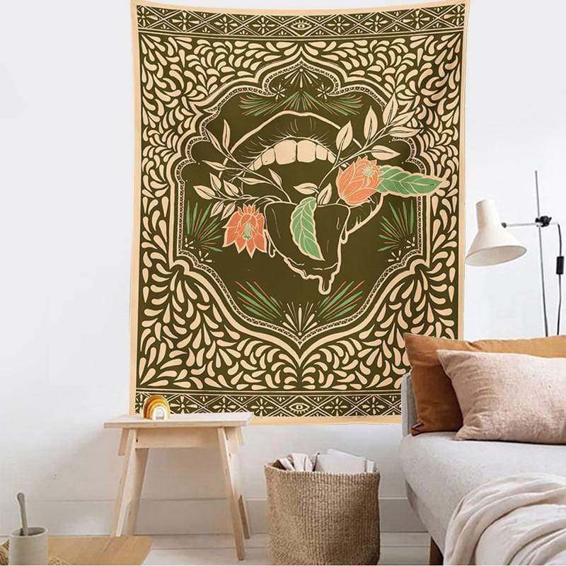 Floral Mouth Tapestry Blackbrdstore