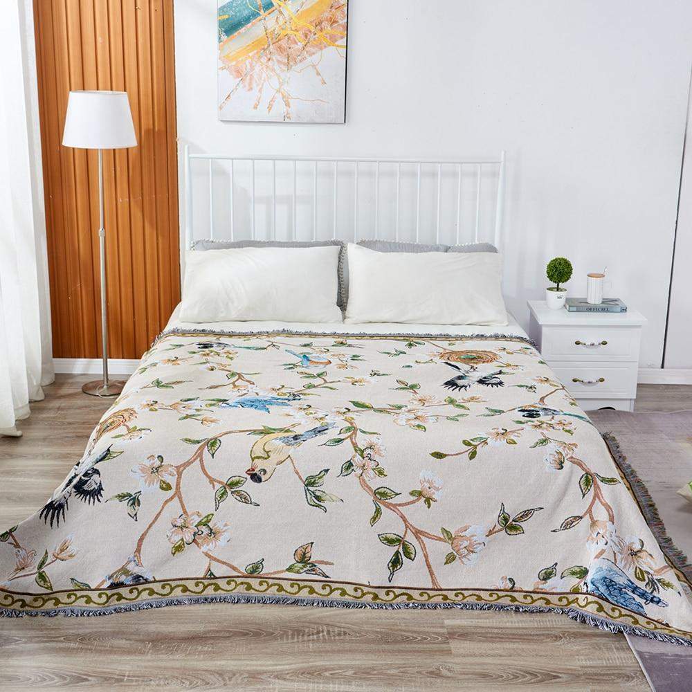 Flower And Bird's Throw Blanket Blackbrdstore