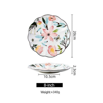 Flower-shaped Ceramic Plate Blackbrdstore