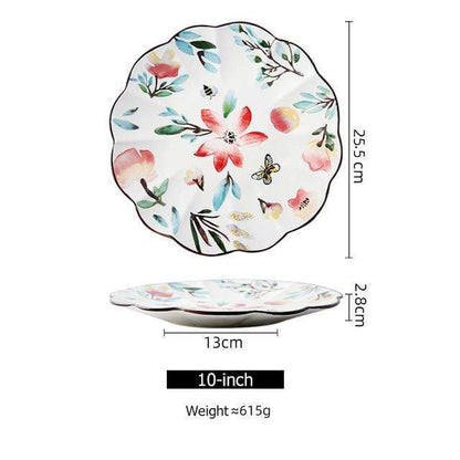 Flower-shaped Ceramic Plate Blackbrdstore