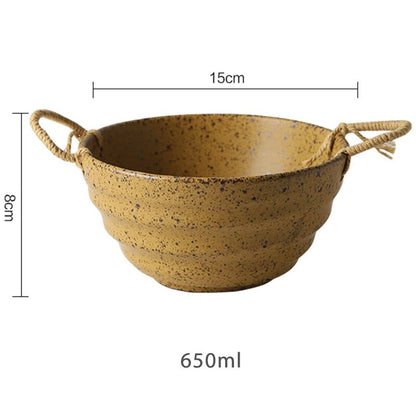 Fortessa Ceramic Bowl With Hemp Rope Handle Blackbrdstore