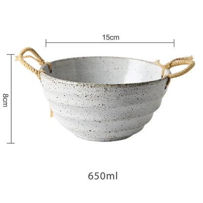 Fortessa Ceramic Bowl With Hemp Rope Handle Blackbrdstore