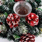 Frosted Red Pine Cones Christmas Candle Holders Blackbrdstore