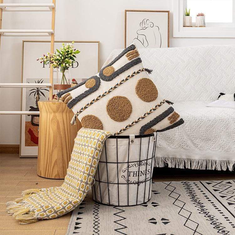 Geometric Embroidery Cushion Cover Blackbrdstore