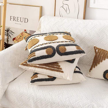 Geometric Embroidery Cushion Cover Blackbrdstore