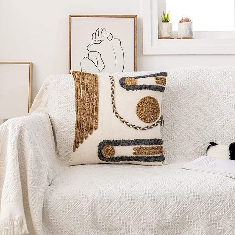 Geometric Embroidery Cushion Cover Blackbrdstore