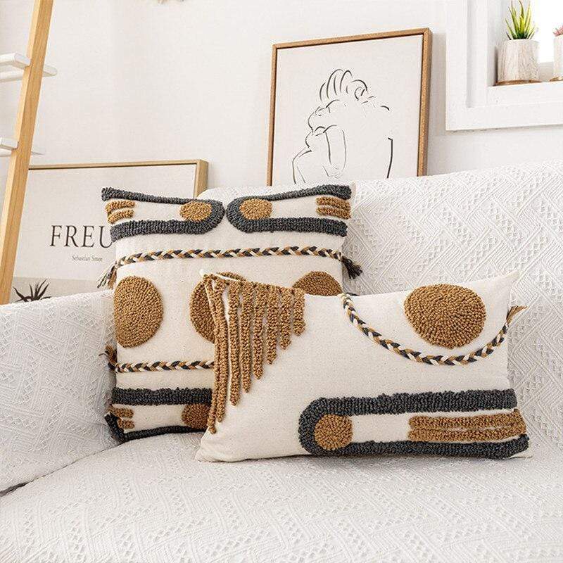 Geometric Embroidery Cushion Cover Blackbrdstore