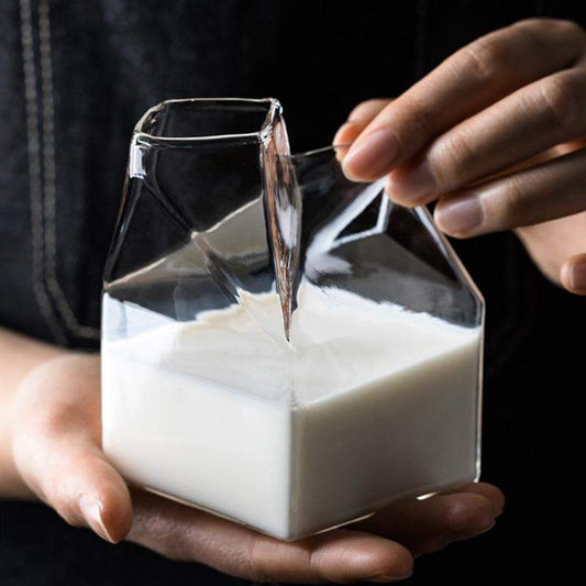 Glass Milk Carton Creamer Blackbrdstore