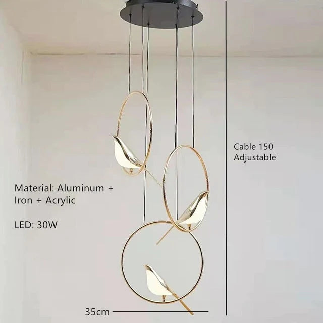Gold Bird Ceiling Pendant Lamp Blackbrdstore