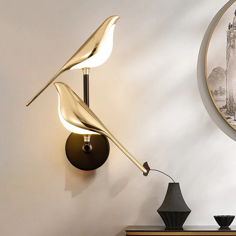 Gold Birds Wall Sconce Light Blackbrdstore