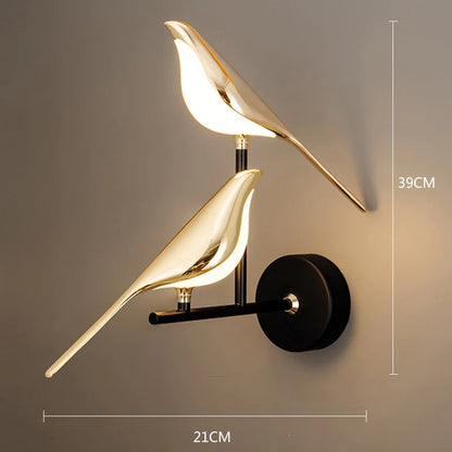 Gold Birds Wall Sconce Light Blackbrdstore