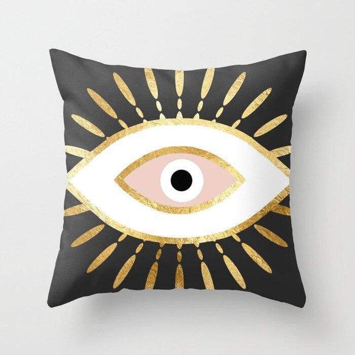 Gold Foil Evil Eye Cushion Cover Blackbrdstore