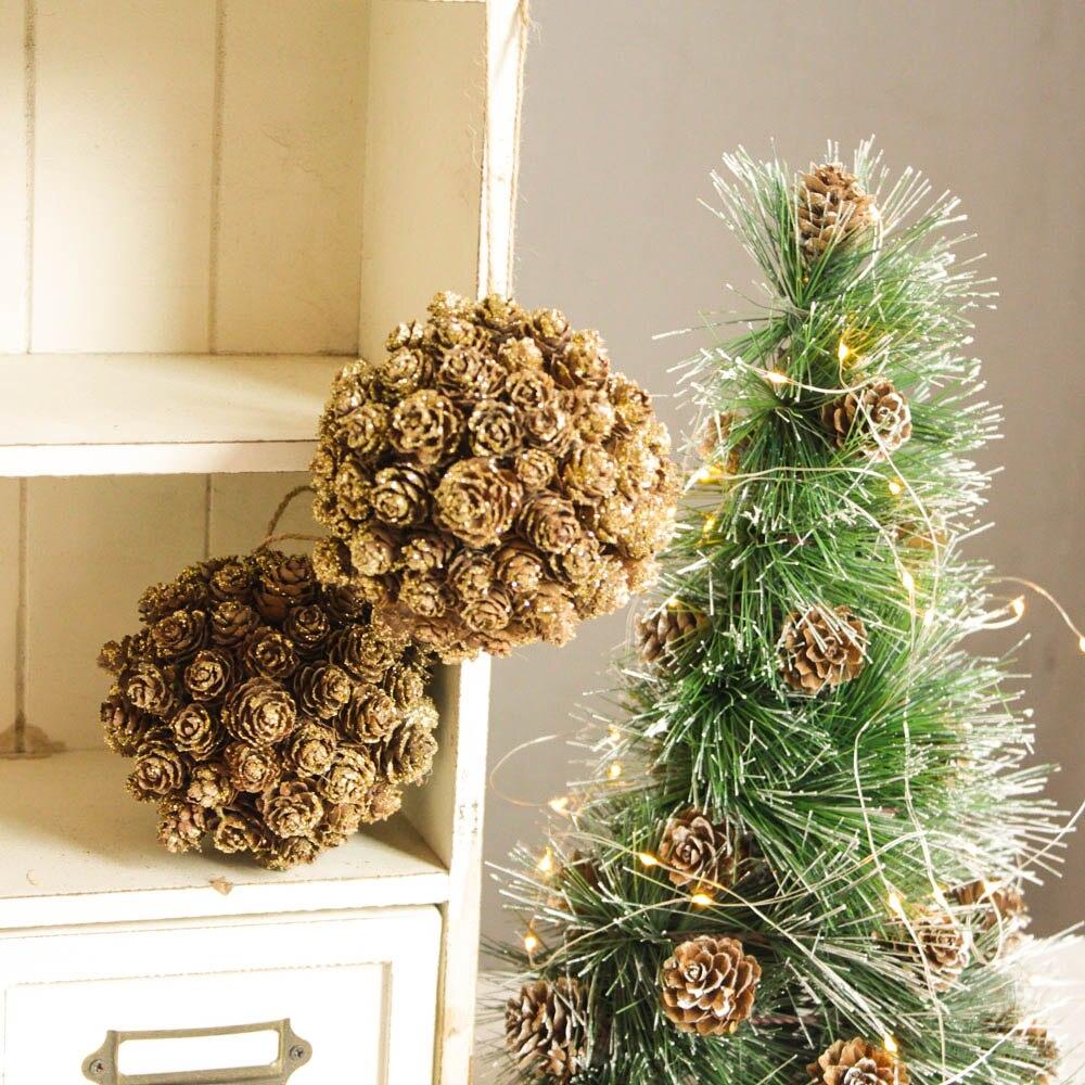 Gold Pine Cones Ball Christmas Tree Decor Blackbrdstore