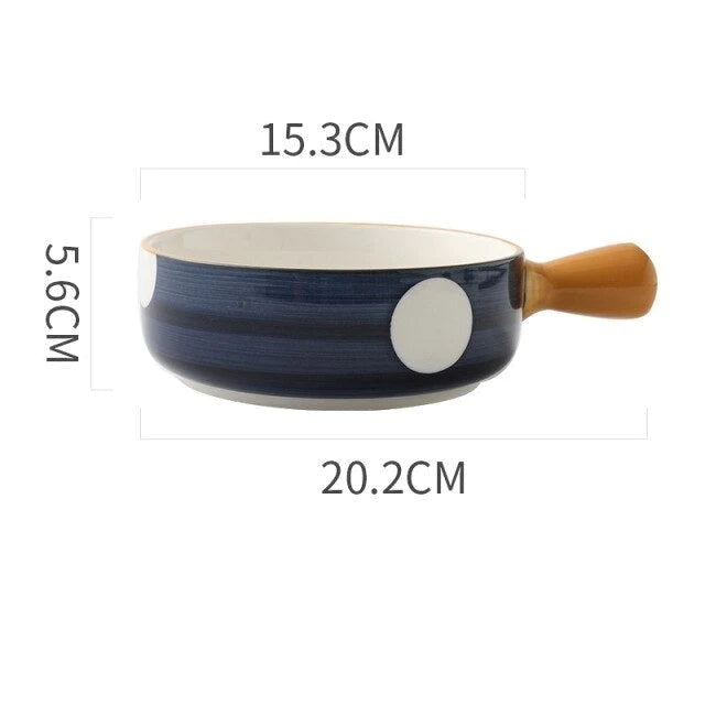 Greece Ceramic Bowls with Handle Blackbrdstore