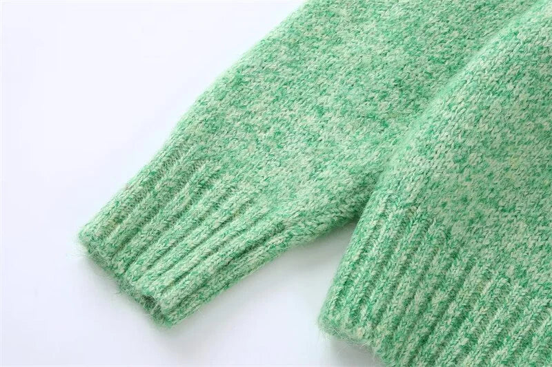 Green Turtleneck Knit Sweater Blackbrdstore