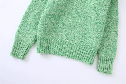 Green Turtleneck Knit Sweater Blackbrdstore