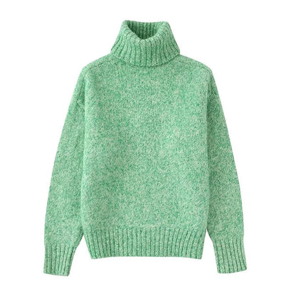 Green Turtleneck Knit Sweater Blackbrdstore