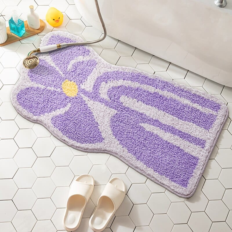Groovy Floral Bath Mat Blackbrdstore