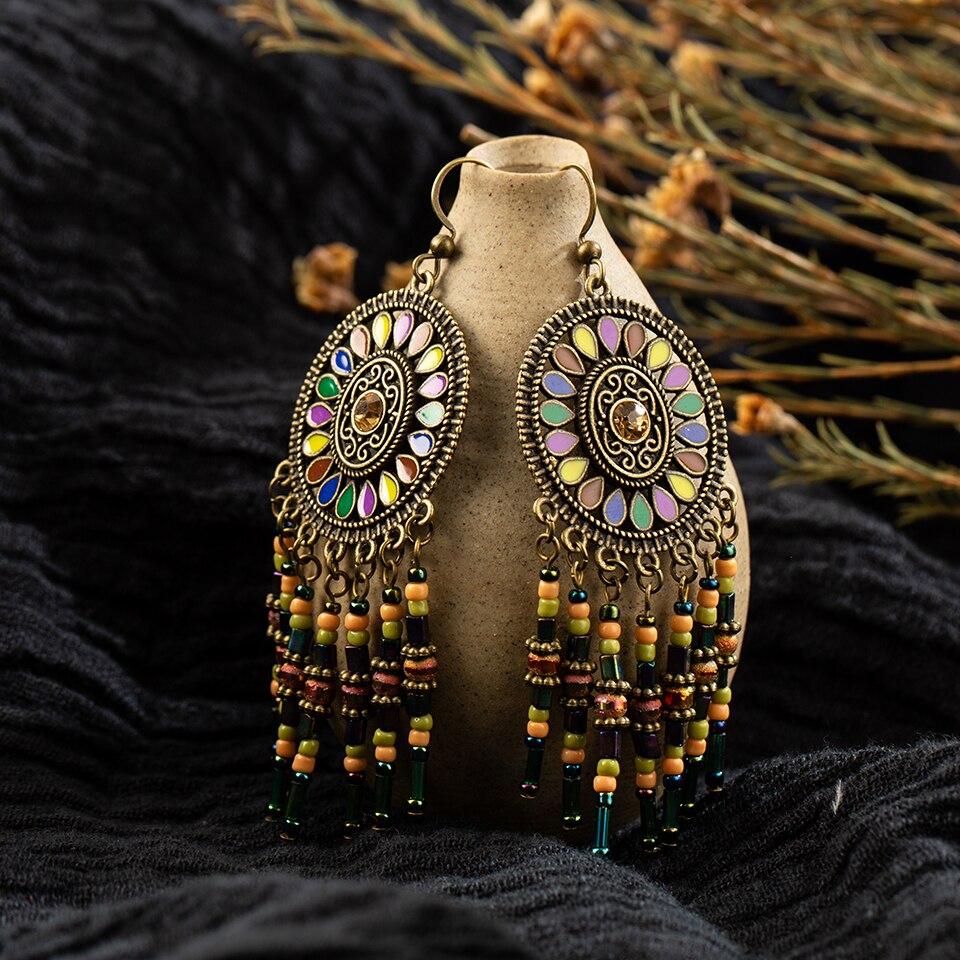 Colorful Boho Ethnic Dangle Earrings