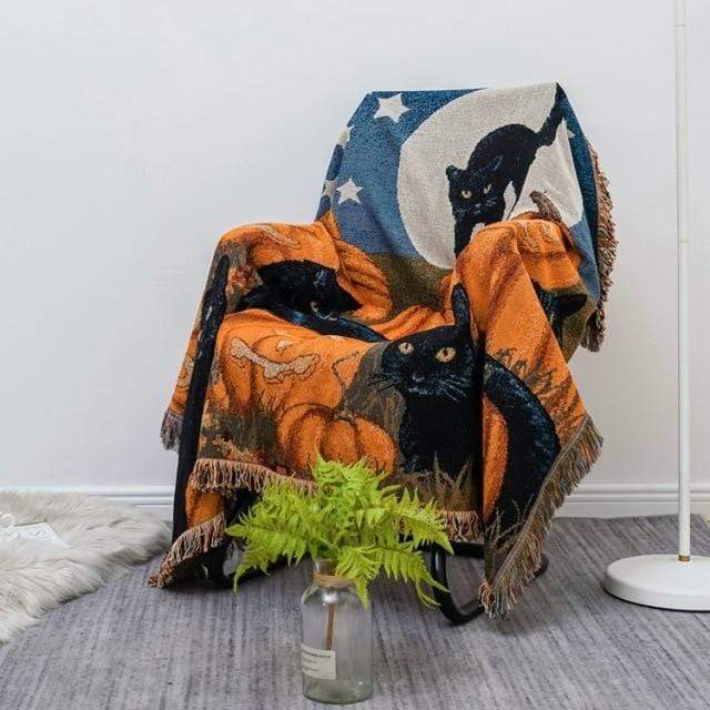 Halloween Cat Throw Blanket Blackbrdstore