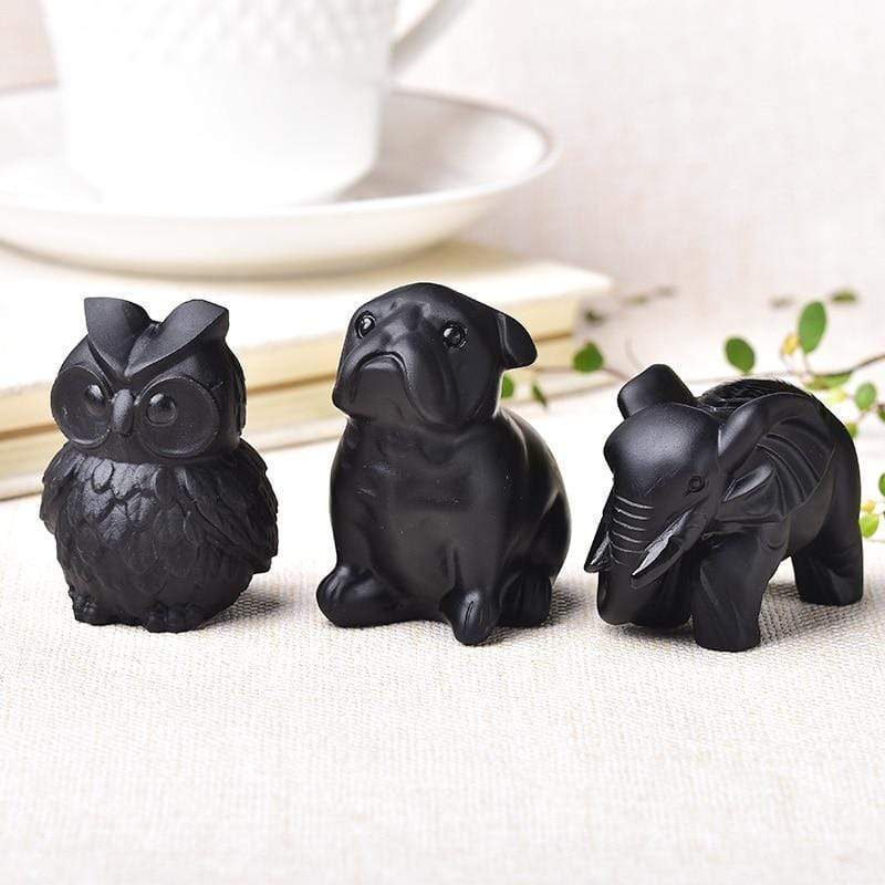 Hand Carved Obsidian Animal Figurine Blackbrdstore