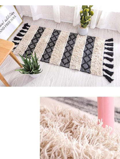 Hand Woven Cotton Carpets Blackbrdstore