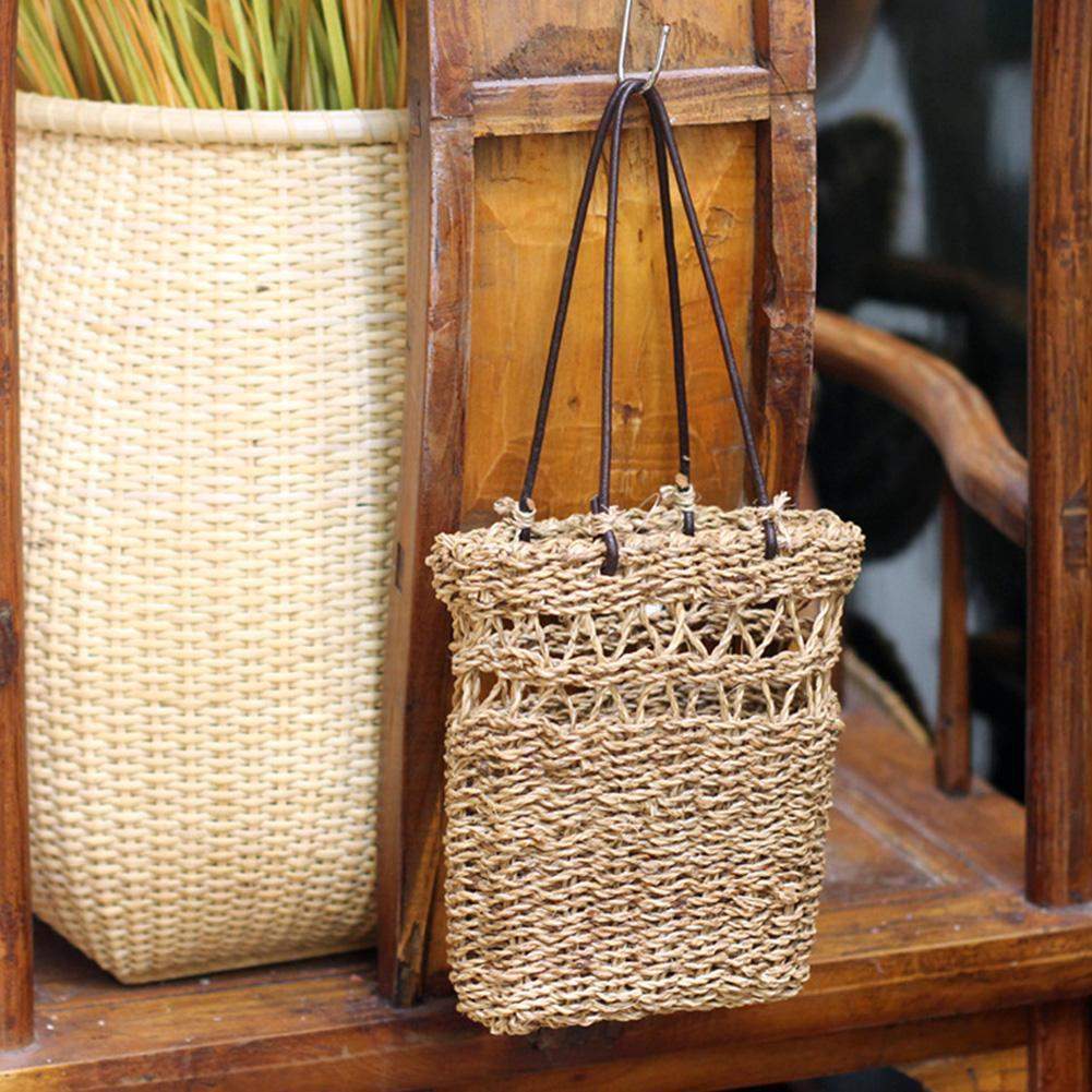 Hand-Woven Seagrass Wall Hanging Flower Pot Blackbrdstore