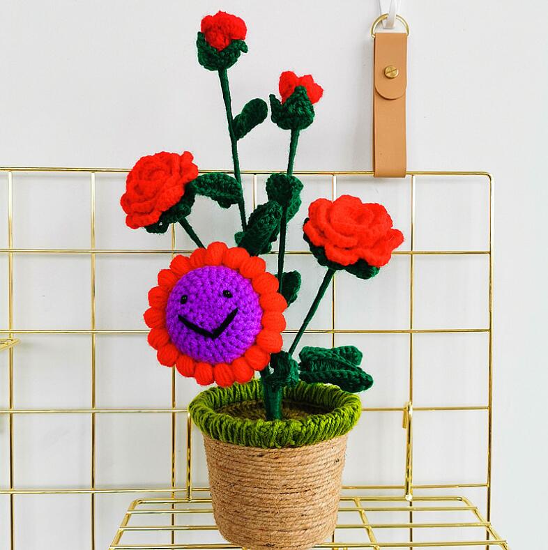 Hand-knitted Crochet Flower Pot Blackbrdstore