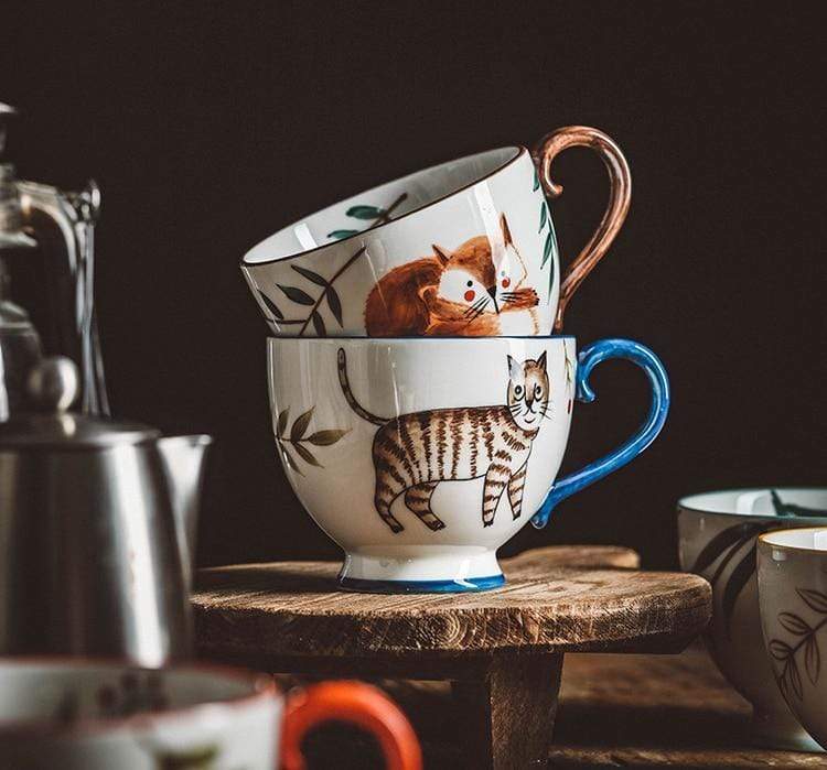 Hand-painted Animals Ceramic Coffee Mug Blackbrdstore