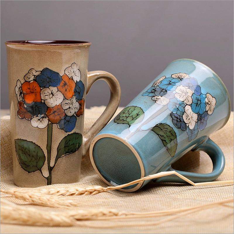 Hand-painted Floral Ceramic Cup Blackbrdstore