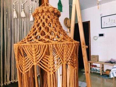 Hand-woven Macrame Lampshade Blackbrdstore