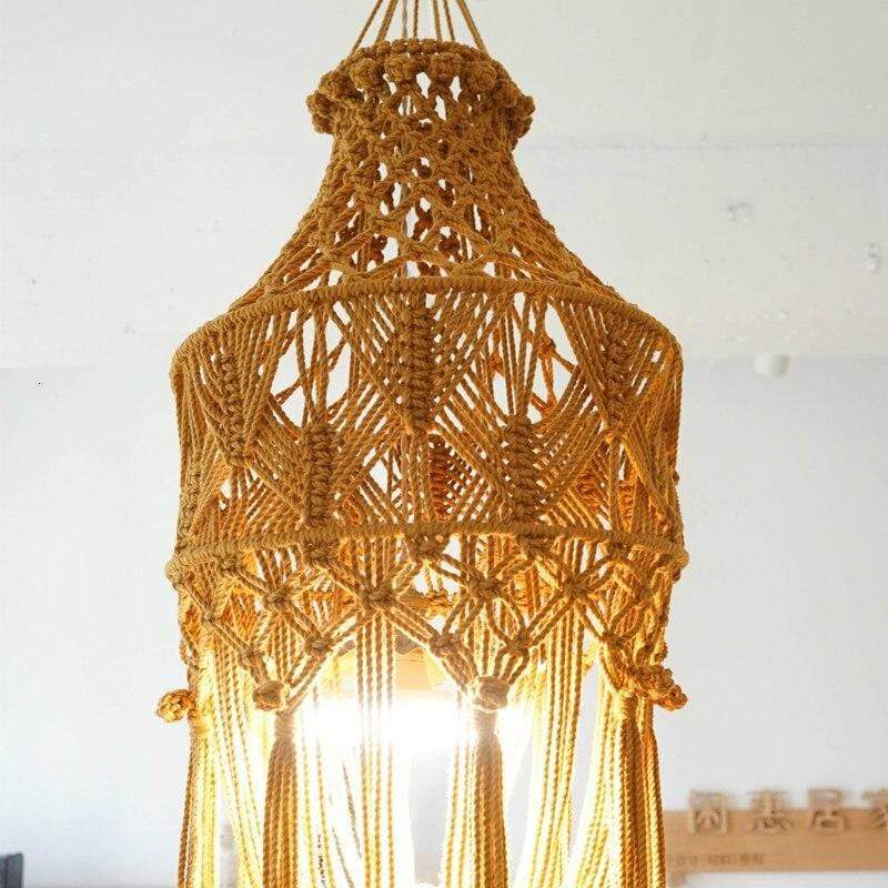 Hand-woven Macrame Lampshade Blackbrdstore