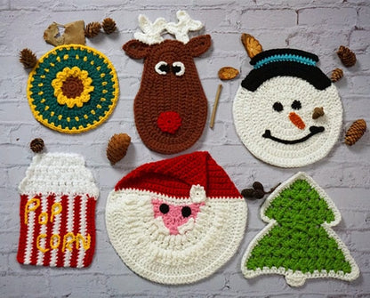 Handmade Crochet Christmas Coasters Blackbrdstore