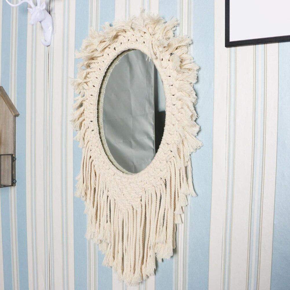Handmade Oval Macrame Wall Mirror Blackbrdstore