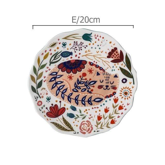 Handpainted Cat Ceramic Dinner Plate Blackbrdstore